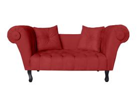 Recamier Decorativo Divã Dubai Suede Vermelho Pés Madeira Mz Decor