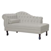 Recamier Decorativo Divã Larissa Lado Direito Couro Bege Pés Madeira Ms Decor