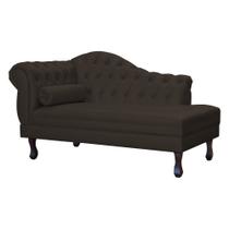 Recamier Decorativo Divã Larissa Lado Direito Couro Marrom Pés Madeira Ms Decor