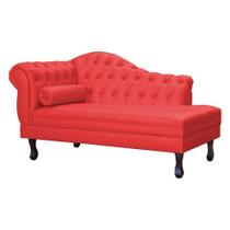 Recamier Decorativo Divã Larissa Lado Direito Couro Vermelho Pés Madeira Mz Decor Recamier Decorativo Divã Larissa Lado Direito Couro Vermelho Pés Madeira Mz Decor