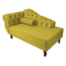 Recamier Decorativo Divã Larissa Lado Direito Suede Amarelo Pés Madeira Ms Decor Recamier Decorativo Divã Larissa Lado Direito Suede Amarelo Pés Madeira Ms Decor