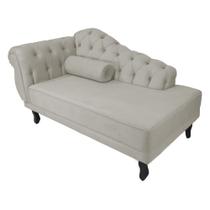 Recamier Decorativo Divã Larissa Lado Direito Suede Bege Pés Madeira Ms Decor