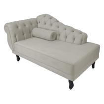 Recamier Decorativo Divã Larissa Lado Direito Suede Bege Pés Madeira Mz Decor