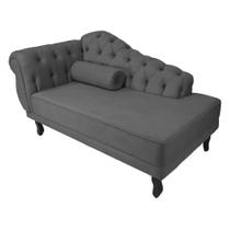 Recamier Decorativo Divã Larissa Lado Direito Suede Cinza Pés Madeira Mz Decor