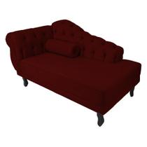 Recamier Decorativo Divã Larissa Lado Direito Suede Marsala Pés Madeira Mz Decor