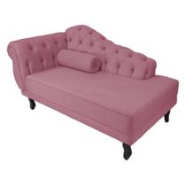 Recamier Decorativo Divã Larissa Lado Direito Suede Rosa Pés Madeira Mz Decor