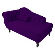 Recamier Decorativo Divã Larissa Lado Direito Suede Roxo Pés Madeira Ms Decor