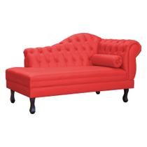 Recamier Decorativo Divã Larissa Lado Esquerdo Couro Vermelho Pés Madeira Ms Decor Recamier Decorativo Divã Larissa Lado Esquerdo Couro Vermelho Pés Madeira Ms Decor