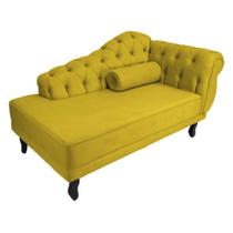 Recamier Decorativo Divã Larissa Lado Esquerdo Suede Amarelo Pés Madeira Mz Decor