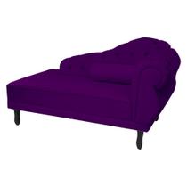 Recamier Decorativo Divã Larissa Lado Esquerdo Suede Roxo Pés Madeira Ms Decor