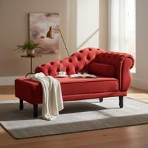 Recamier Decorativo Divã Larissa Lado Esquerdo Suede Vermelho Pés Madeira Ms Decor Recamier Decorativo Divã Larissa Lado Esquerdo Suede Vermelho Pés Madeira Ms Decor