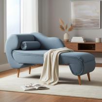 Recamier Decorativo Divã Melissa Lado Direito Linho Azul Marinho Pés Madeira Ms Decor Recamier Decorativo Divã Melissa Lado Direito Linho Azul Marinho Pés Madeira Ms Decor