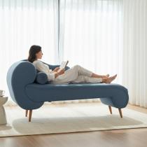 Recamier Decorativo Divã Melissa Lado Direito Linho Azul Marinho Pés Madeira Mz Decor Recamier Decorativo Divã Melissa Lado Direito Linho Azul Marinho Pés Madeira Mz Decor