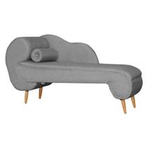 Recamier Decorativo Divã Melissa Lado Direito Linho Cinza Pés Madeira Ms Decor Recamier Decorativo Divã Melissa Lado Direito Linho Cinza Pés Madeira Ms Decor