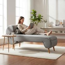Recamier Decorativo Divã Melissa Lado Direito Linho Cinza Pés Madeira Mz Decor Recamier Decorativo Divã Melissa Lado Direito Linho Cinza Pés Madeira Mz Decor