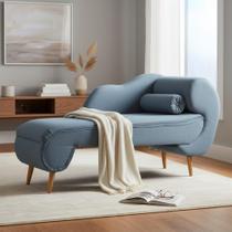 Recamier Decorativo Divã Melissa Lado Esquerdo Linho Azul Marinho Pés Madeira Ms Decor Recamier Decorativo Divã Melissa Lado Esquerdo Linho Azul Marinho Pés Madeira Ms Decor