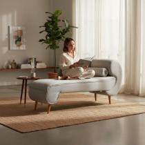 Recamier Decorativo Divã Melissa Lado Esquerdo Linho Bege Pés Madeira Mz Decor Recamier Decorativo Divã Melissa Lado Esquerdo Linho Bege Pés Madeira Mz Decor
