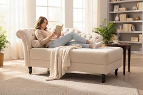 Recamier Decorativo Divã Styllus Lado Direito Bouclé Bege Recamier Decorativo Divã Styllus Lado Direito Bouclé Bege