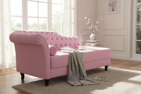 Recamier Decorativo Divã Styllus Lado Direito Couro Rosa Bebê Recamier Decorativo Divã Styllus Lado Direito Couro Rosa Bebê