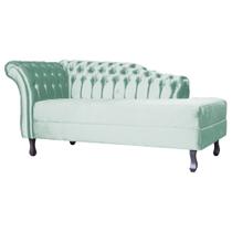 Recamier Decorativo Divã Styllus Lado Direito Veludo Acqua Pés Madeira Mz Decor
