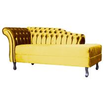 Recamier Decorativo Divã Styllus Lado Direito Veludo Amarelo Pés Madeira Mz Decor