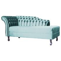 Recamier Decorativo Divã Styllus Lado Direito Veludo Azul Turquesa Pés Madeira Mz Decor Recamier Decorativo Divã Styllus Lado Direito Veludo Azul Turquesa Pés Madeira Mz Decor