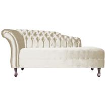 Recamier Decorativo Divã Styllus Lado Direito Veludo Bege Pés Madeira Ms Decor