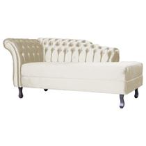 Recamier Decorativo Divã Styllus Lado Direito Veludo Bege Pés Madeira Mz Decor