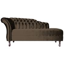 Recamier Decorativo Divã Styllus Lado Direito Veludo Marrom Pés Madeira Ms Decor