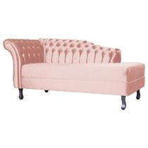 Recamier Decorativo Divã Styllus Lado Direito Veludo Rosa Pés Madeira Mz Decor Recamier Decorativo Divã Styllus Lado Direito Veludo Rosa Pés Madeira Mz Decor