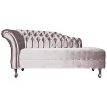 Recamier Decorativo Divã Styllus Lado Direito Veludo Rosê Pés Madeira Ms Decor