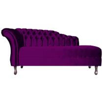 Recamier Decorativo Divã Styllus Lado Direito Veludo Roxo Pés Madeira Ms Decor