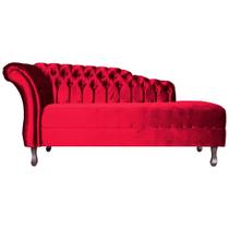 Recamier Decorativo Divã Styllus Lado Direito Veludo Vermelho Pés Madeira Ms Decor