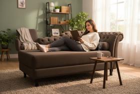 Recamier Decorativo Divã Styllus Lado Esquerdo Bouclé Marrom Recamier Decorativo Divã Styllus Lado Esquerdo Bouclé Marrom