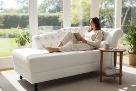 Recamier Decorativo Divã Styllus Lado Esquerdo Couro Branco Recamier Decorativo Divã Styllus Lado Esquerdo Couro Branco