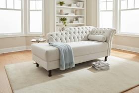 Recamier Decorativo Divã Styllus Lado Esquerdo Linho Bege Recamier Decorativo Divã Styllus Lado Esquerdo Linho Bege
