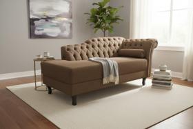 Recamier Decorativo Divã Styllus Lado Esquerdo Linho Marrom Recamier Decorativo Divã Styllus Lado Esquerdo Linho Marrom