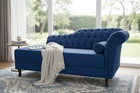 Recamier Decorativo Divã Styllus Lado Esquerdo Suede Azul Marinho
