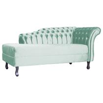 Recamier Decorativo Divã Styllus Lado Esquerdo Veludo Acqua Pés Madeira Ms Decor Recamier Decorativo Divã Styllus Lado Esquerdo Veludo Acqua Pés Madeira Ms Decor