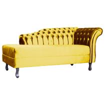 Recamier Decorativo Divã Styllus Lado Esquerdo Veludo Amarelo Pés Madeira Ms Decor Recamier Decorativo Divã Styllus Lado Esquerdo Veludo Amarelo Pés Madeira Ms Decor