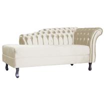 Recamier Decorativo Divã Styllus Lado Esquerdo Veludo Bege Pés Madeira Ms Decor