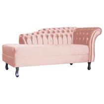Recamier Decorativo Divã Styllus Lado Esquerdo Veludo Rosa Pés Madeira Ms Decor