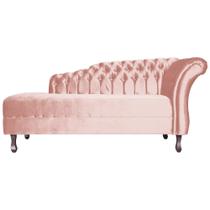 Recamier Decorativo Divã Styllus Lado Esquerdo Veludo Rosa Pés Madeira Mz Decor Recamier Decorativo Divã Styllus Lado Esquerdo Veludo Rosa Pés Madeira Mz Decor