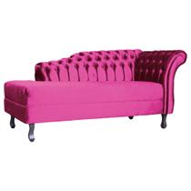 Recamier Decorativo Divã Styllus Lado Esquerdo Veludo Rosa Pink Pés Madeira Ms Decor Recamier Decorativo Divã Styllus Lado Esquerdo Veludo Rosa Pink Pés Madeira Ms Decor