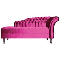 Recamier Decorativo Divã Styllus Lado Esquerdo Veludo Rosa Pink Pés Madeira Mz Decor