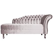 Recamier Decorativo Divã Styllus Lado Esquerdo Veludo Rosê Pés Madeira Mz Decor