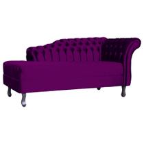 Recamier Decorativo Divã Styllus Lado Esquerdo Veludo Roxo Pés Madeira Ms Decor