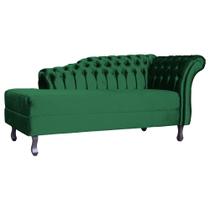 Recamier Decorativo Divã Styllus Lado Esquerdo Veludo Verde Pés Madeira Ms Decor