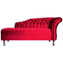 Recamier Decorativo Divã Styllus Lado Esquerdo Veludo Vermelho Pés Madeira Mz Decor