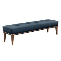 Recamier Decorativo Madeira Maciça Luxo Suede Azul Petróleo